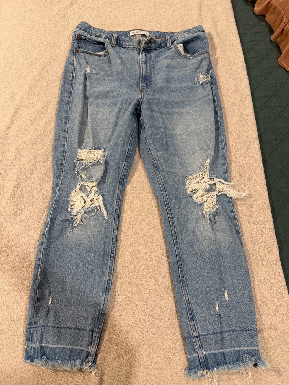 Abercrombie & Fitch Medium Wash Distressed Boyfriend Jeans